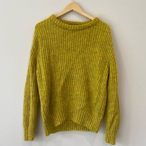Zara Olive Green Ribbed Crew Neck Sweater